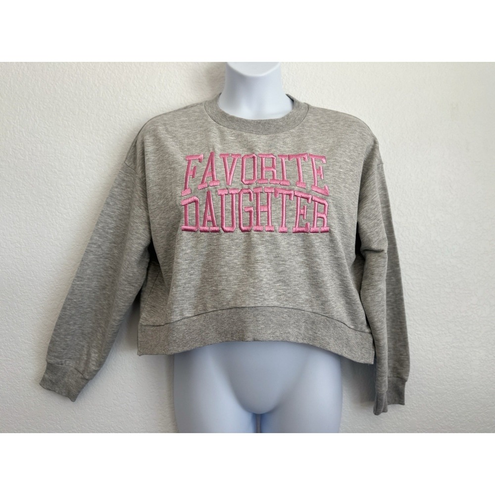 NWT!  Favorite Daughter Pink Gray Cropped Sweatshirt Women's Sz L